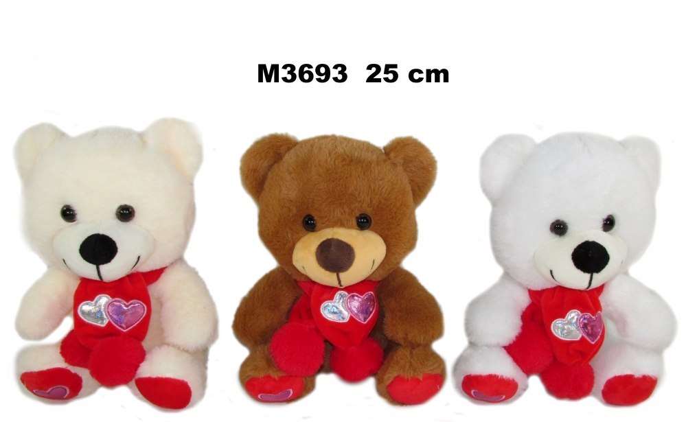 Plush toy 25CM BOW SITTING WITH SCARF SA FOL SUN-DAY